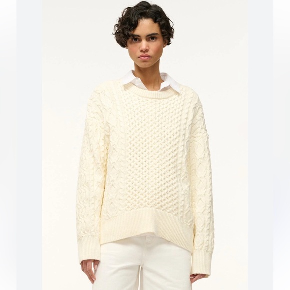 STAUD Tracy Cream Cable Knit Sweater - size Small